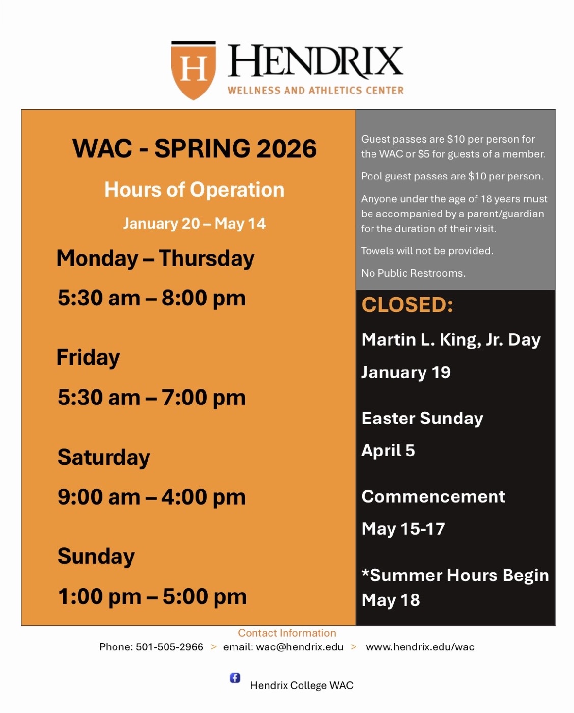 WAC Spring 2026 Hours